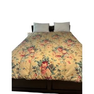 Ralph Lauren Elsa Grasslands Reversible Twin  Comforter Khaki/Cottage Rose EUC